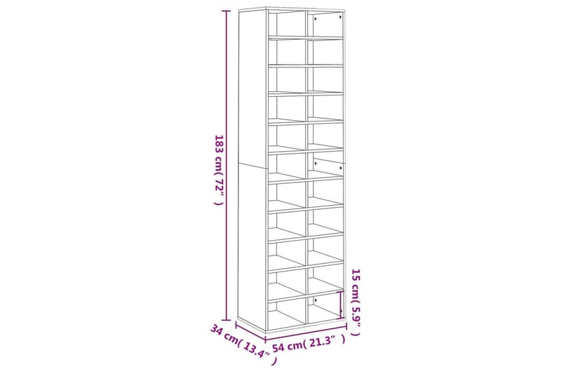 beBasic skoreol 54x34x183 cm konstrueret træ røget egetræ - Brun - Entréopbevaring - Skoopbevaring - Skohylde