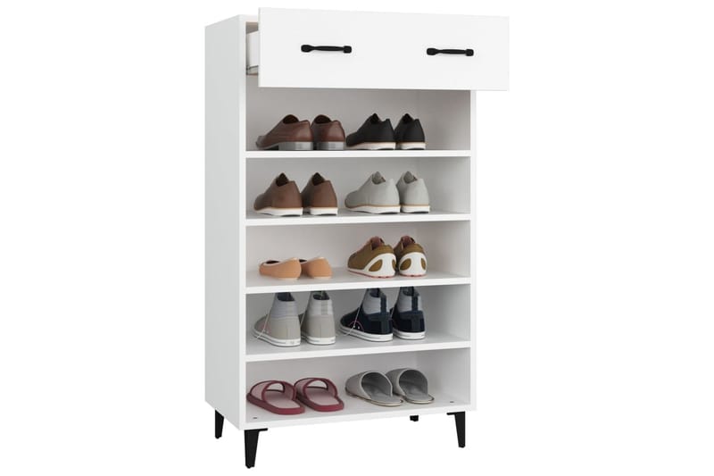 beBasic skoreol 60x35x105 cm konstrueret træ hvid - Hvid - Opbevaring - Skoopbevaring - Skoskab