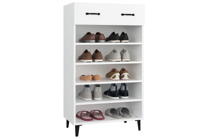 beBasic skoreol 60x35x105 cm konstrueret træ hvid - Hvid - Opbevaring - Skoopbevaring - Skoskab