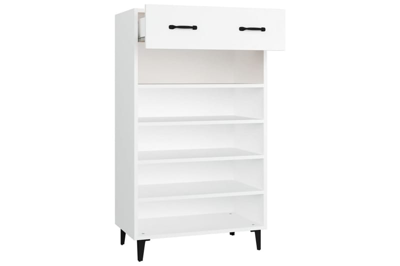 beBasic skoreol 60x35x105 cm konstrueret træ hvid - Hvid - Skoskab - Entréopbevaring - Skoopbevaring