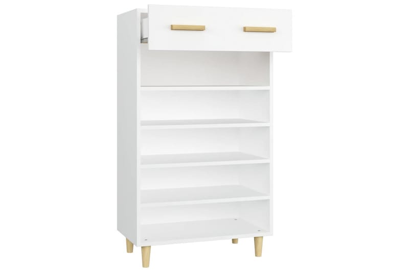 beBasic skoreol 60x35x105 cm konstrueret træ hvid - Hvid - Skoskab - Entréopbevaring - Skoopbevaring