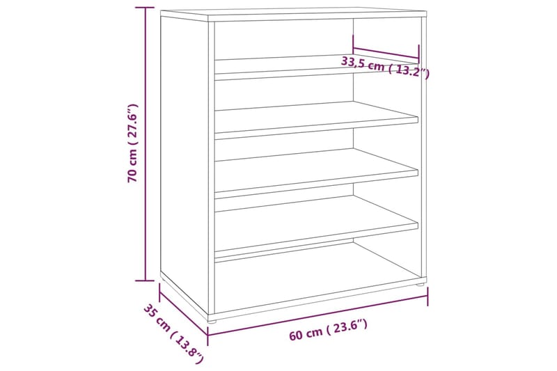 beBasic skoreol 60x35x70 cm konstrueret træ røget egetræ - Brun - Entréopbevaring - Skoopbevaring - Skohylde