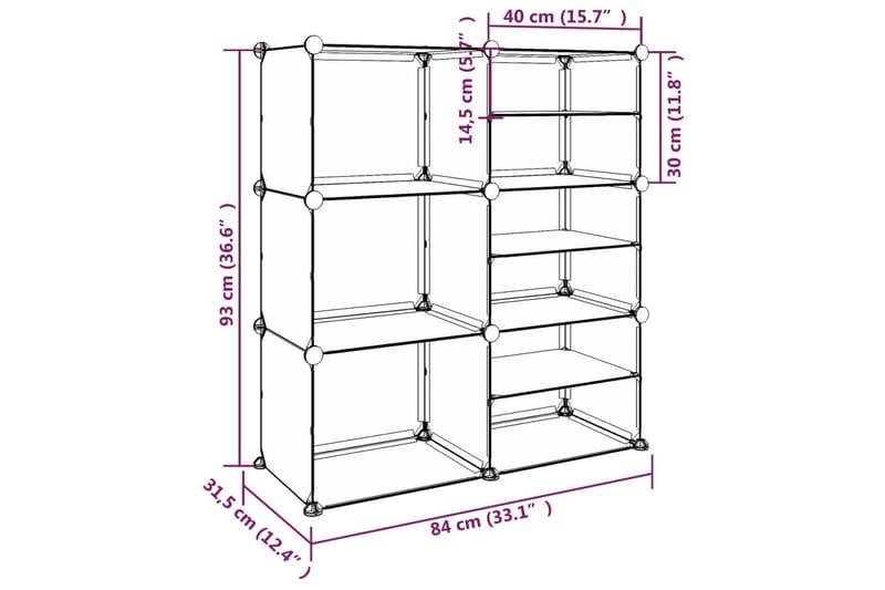 beBasic skoreol 84x31,5x93 cm PP transparent - gennemsigtig - Opbevaring - Skoopbevaring