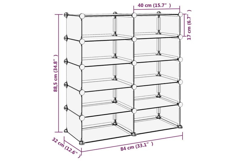 beBasic skoreol 84x32x88,5 cm PP transparent - gennemsigtig - Opbevaring - Skoopbevaring