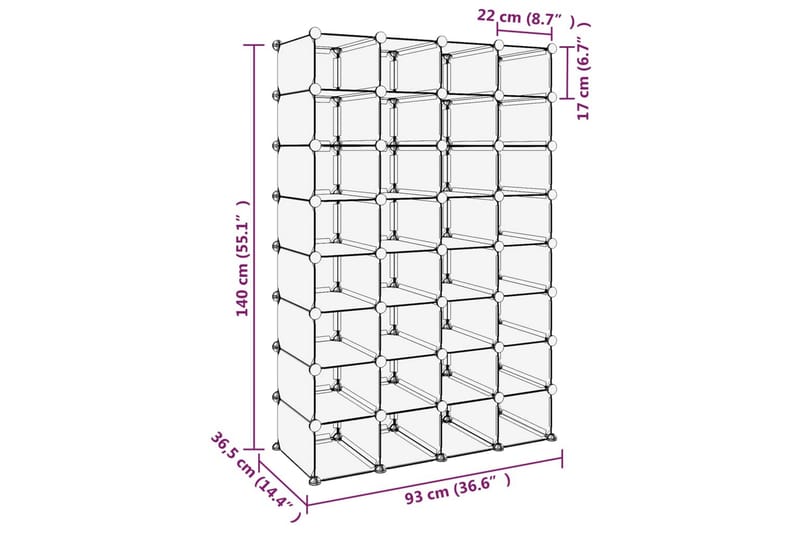 beBasic skoreol 93x36,5x140 cm PP transparent - gennemsigtig - Opbevaring - Skoopbevaring