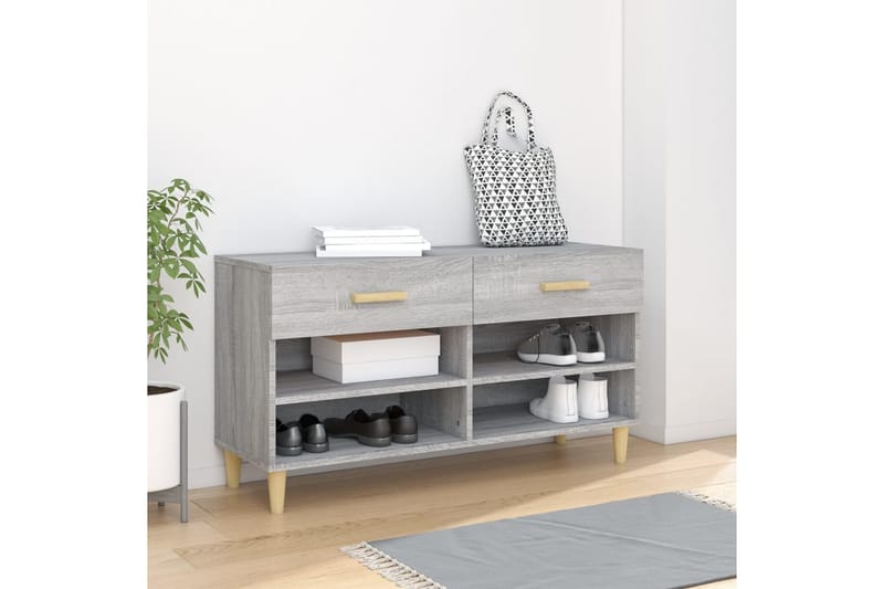 beBasic skoskab 102x35x55 cm konstrueret træ grå sonoma-eg - GrÃ¥ - Entréopbevaring - Skoopbevaring - Skohylde