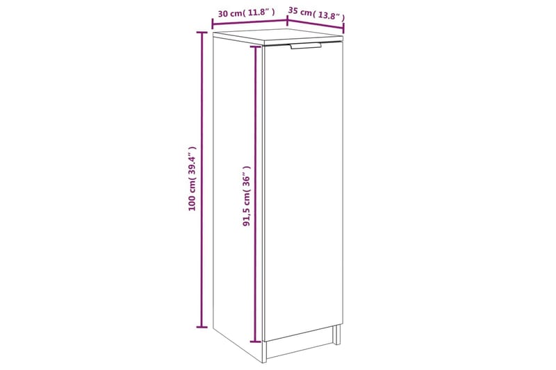 beBasic skoskab 30x35x100 cm konstrueret træ betongrå - GrÃ¥ - Skoskab - Entréopbevaring - Skoopbevaring