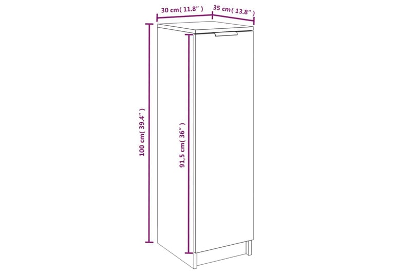 beBasic skoskab 30x35x100 cm konstrueret træ grå sonoma-eg - GrÃ¥ - Entréopbevaring - Skoopbevaring - Skohylde