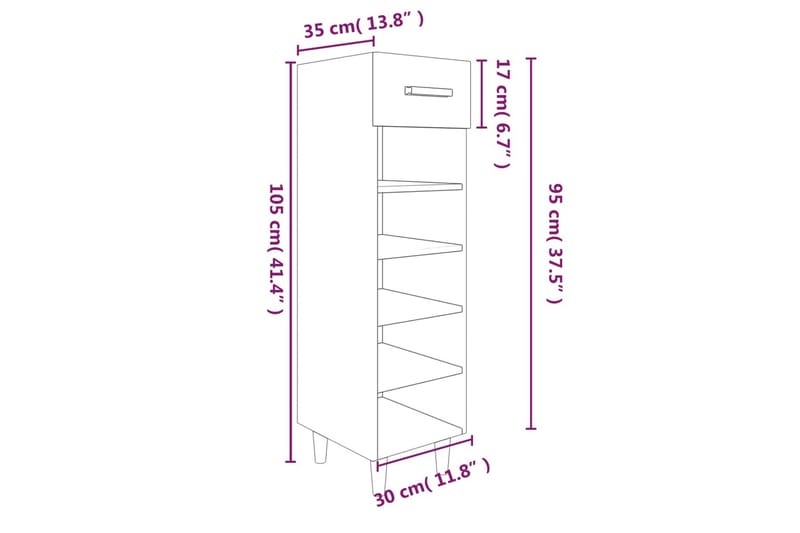 beBasic skoskab 30x35x105 cm konstrueret træ grå sonoma-eg - GrÃ¥ - Entréopbevaring - Skoopbevaring - Skohylde