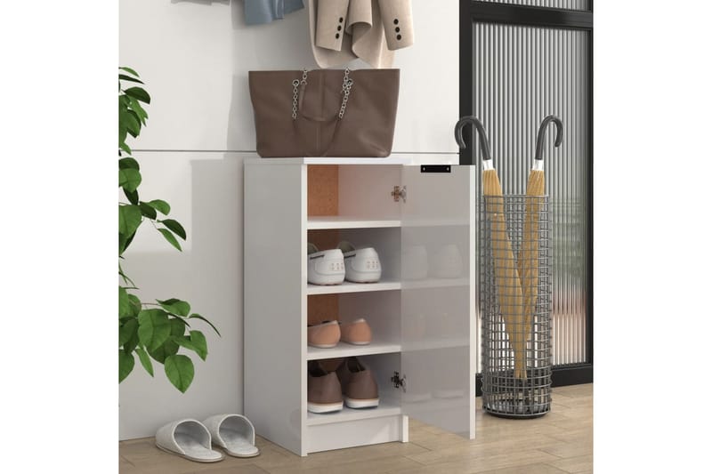 beBasic skoskab 30x35x70 cm konstrueret træ hvid højglans - Hvid - Opbevaring - Skoopbevaring - Skoskab