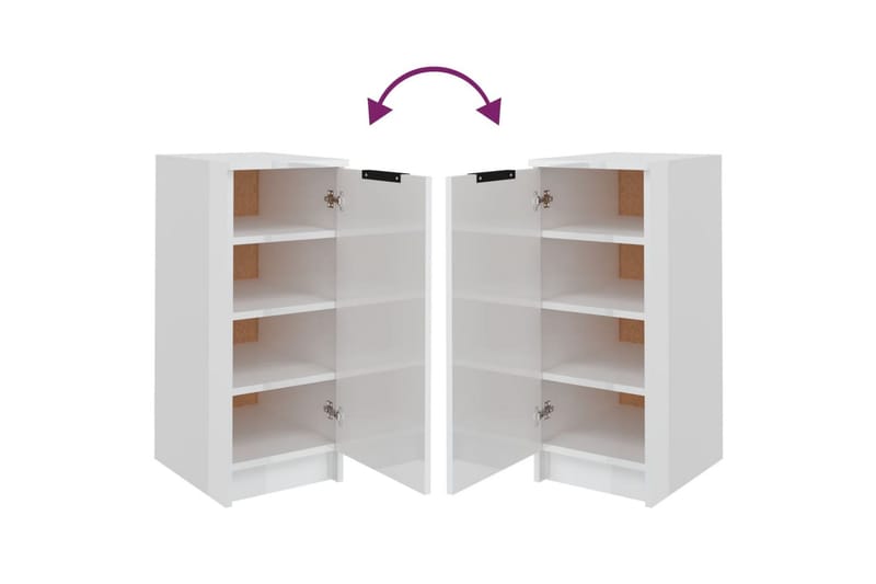 beBasic skoskab 30x35x70 cm konstrueret træ hvid højglans - Hvid - Opbevaring - Skoopbevaring - Skoskab
