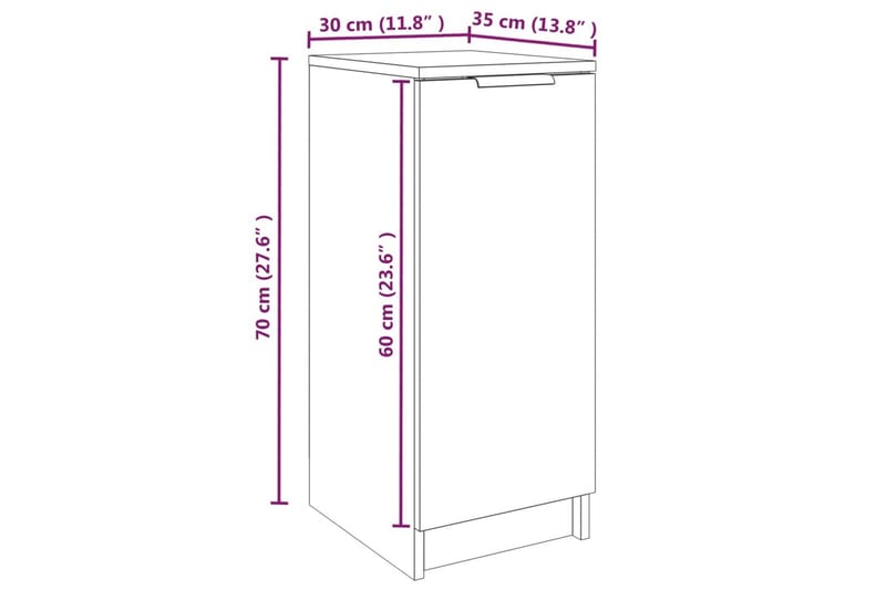 beBasic skoskab 30x35x70 cm konstrueret træ hvid højglans - Hvid - Opbevaring - Skoopbevaring - Skoskab