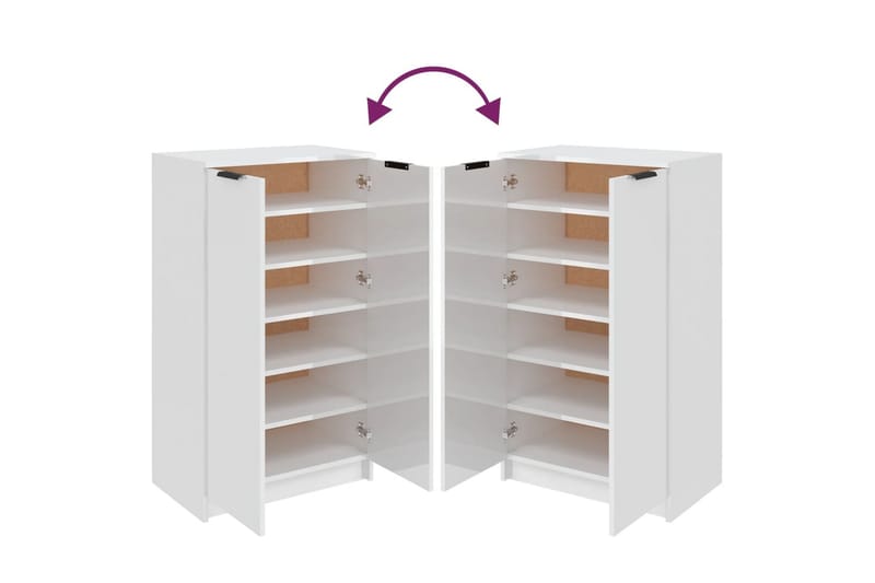 beBasic skoskab 59x35x100 cm konstrueret træ hvid højglans - Hvid - Opbevaring - Skoopbevaring - Skoskab