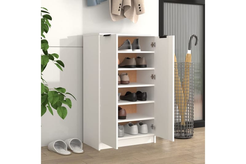 beBasic skoskab 59x35x100 cm konstrueret træ hvid - Hvid - Skoskab - Entréopbevaring - Skoopbevaring