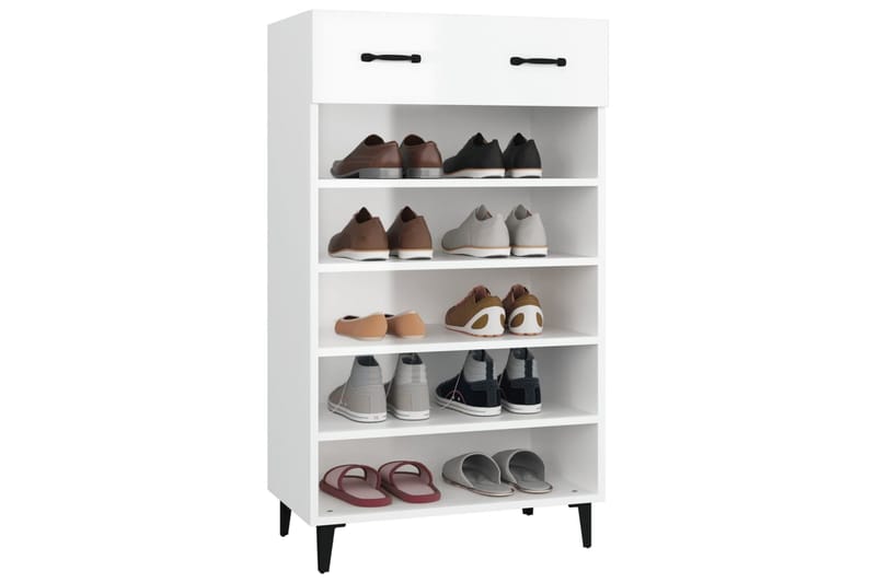 beBasic skoskab 60x35x105 cm konstrueret træ hvid højglans - Hvid - Opbevaring - Skoopbevaring - Skoskab