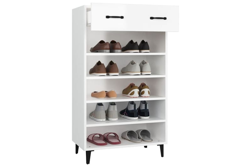 beBasic skoskab 60x35x105 cm konstrueret træ hvid højglans - Hvid - Opbevaring - Skoopbevaring - Skoskab