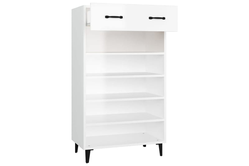 beBasic skoskab 60x35x105 cm konstrueret træ hvid højglans - Hvid - Opbevaring - Skoopbevaring - Skoskab