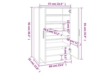 beBasic skoskab 60x35x92 cm konstrueret træ grå sonoma-eg - GrÃ¥ - Opbevaring - Skoopbevaring