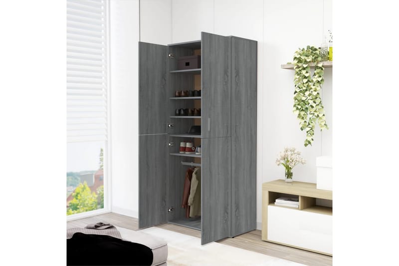 beBasic skoskab 80x39x178 cm konstrueret træ grå sonoma-eg - GrÃ¥ - Opbevaring - Skoopbevaring