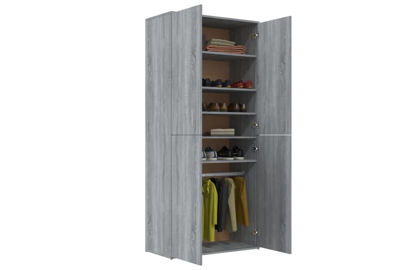 beBasic skoskab 80x39x178 cm konstrueret træ grå sonoma-eg - GrÃ¥ - Opbevaring - Skoopbevaring
