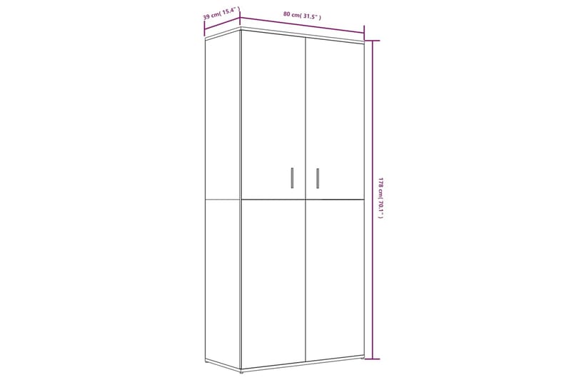 beBasic skoskab 80x39x178 cm konstrueret træ grå sonoma-eg - GrÃ¥ - Opbevaring - Skoopbevaring