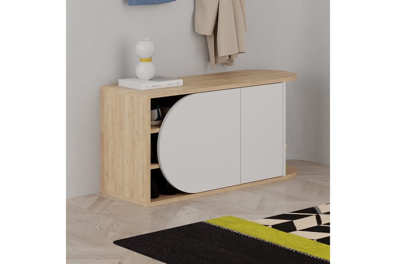 Berriaren Skoskab 104 cm - Eg/Hvid - Opbevaring - Skoopbevaring