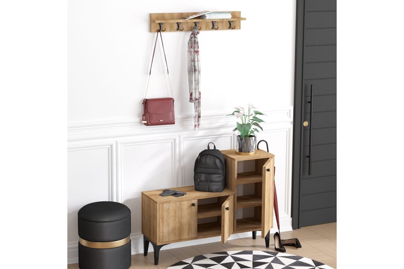 Caetano Skoskab 100x35 cm - Natur - Opbevaring - Skoopbevaring - Skoskab