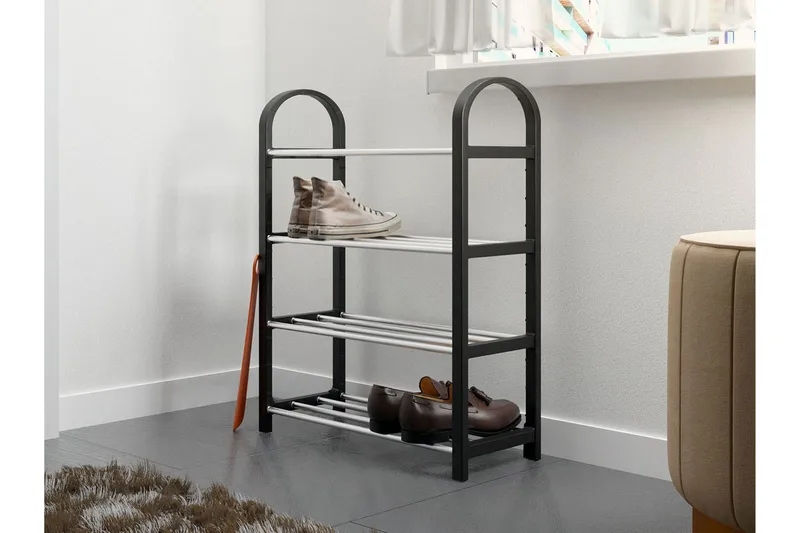 Cencja Skoreol 50x18 cm - Sort / Sølv - Opbevaring - Skoopbevaring