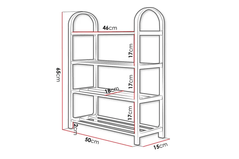 Cencja Skoreol 50x18 cm - Sort / Sølv - Opbevaring - Skoopbevaring