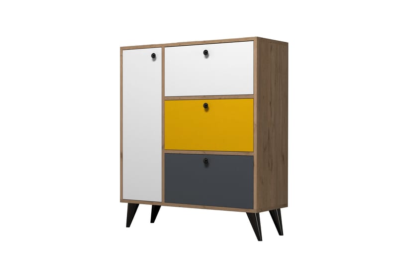 Conin Skoskab 35x90 cm - Natur/Hvid/Gul/Antracit - Opbevaring - Skoopbevaring - Skoskab