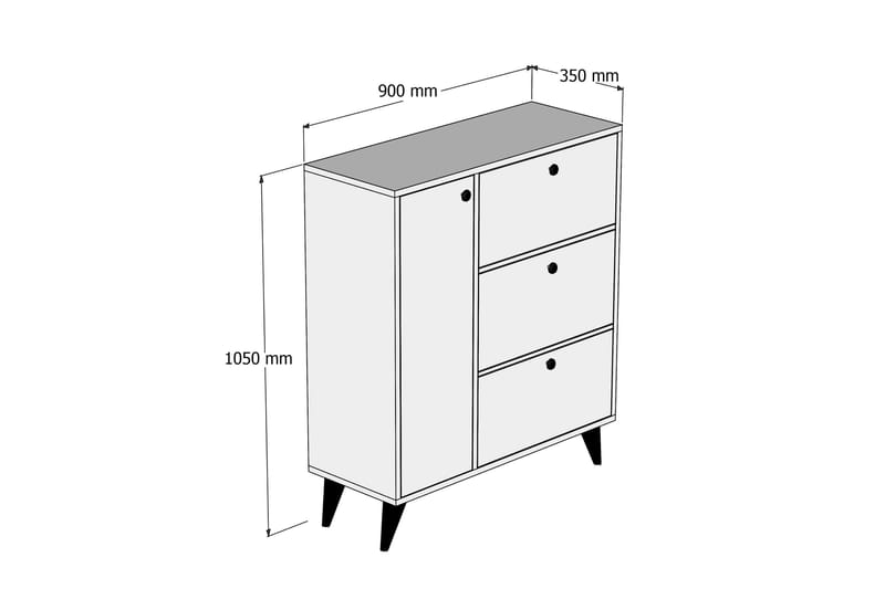Conin Skoskab 35x90 cm - Natur/Hvid/Gul/Antracit - Opbevaring - Skoopbevaring - Skoskab