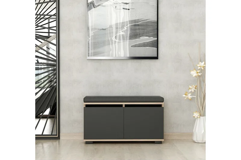 Drago Skoskab 80 cm - Valnød finér/Sort - Opbevaring - Skoopbevaring - Skoskab