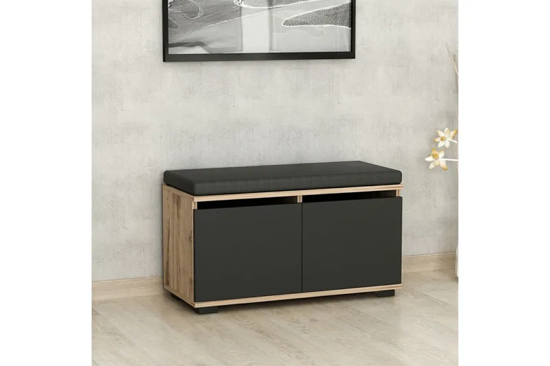 Drago Skoskab 80 cm, Valnød finér/Sort