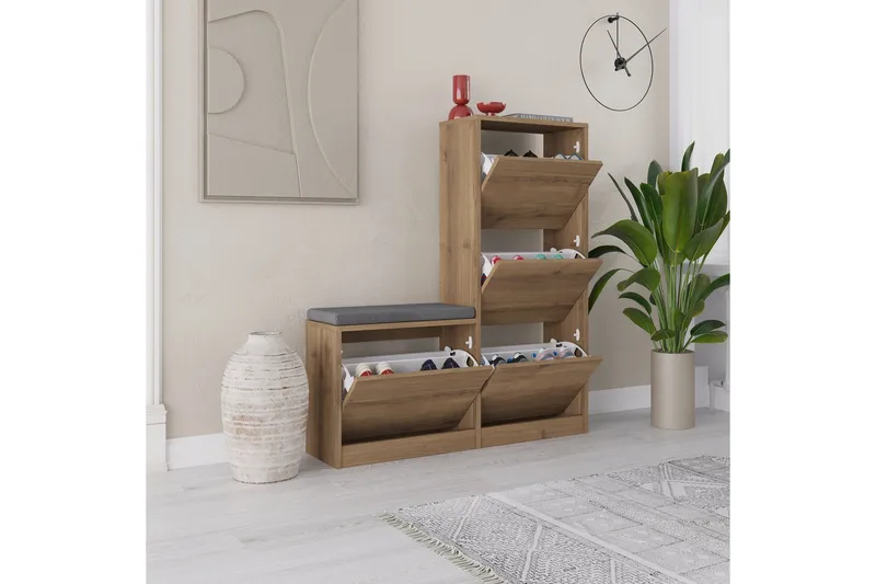 Dude Skoskab 105 cm - Beige - Opbevaring - Skoopbevaring