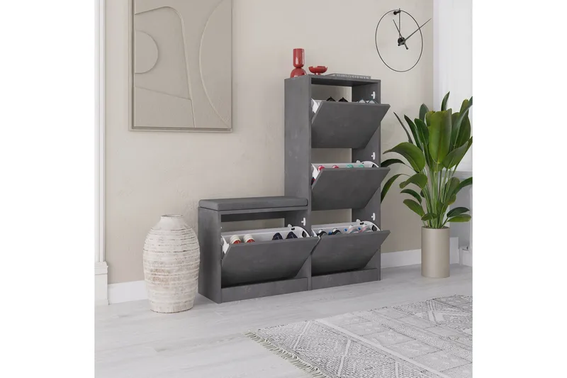 Dude Skoskab 105 cm - Grå - Opbevaring - Skoopbevaring