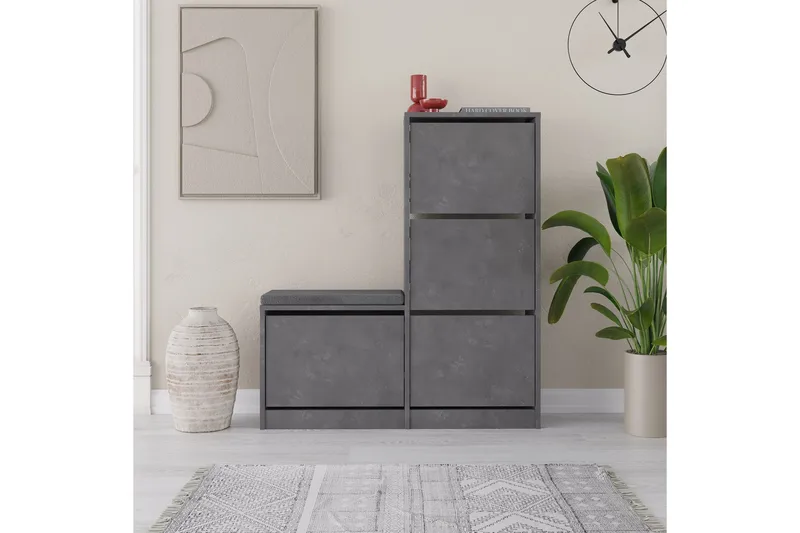 Dude Skoskab 105 cm - Grå - Opbevaring - Skoopbevaring - Skoskab