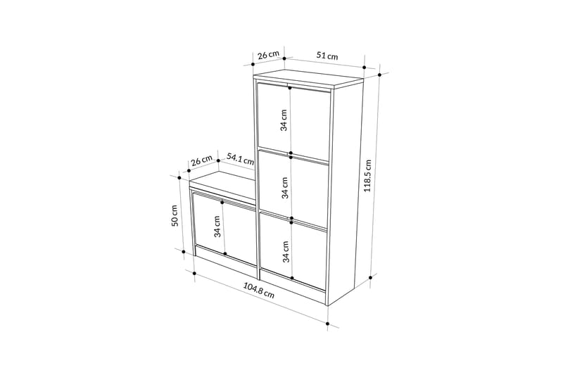 Dude Skoskab 105 cm - Mørkebrun - Skoskab - Entréopbevaring - Skoopbevaring