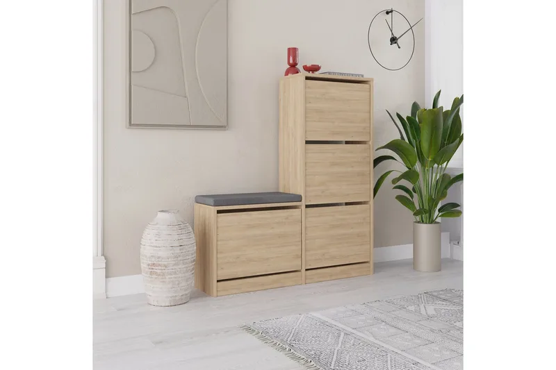 Dude Skoskab 105 cm - Oak - Opbevaring - Skoopbevaring