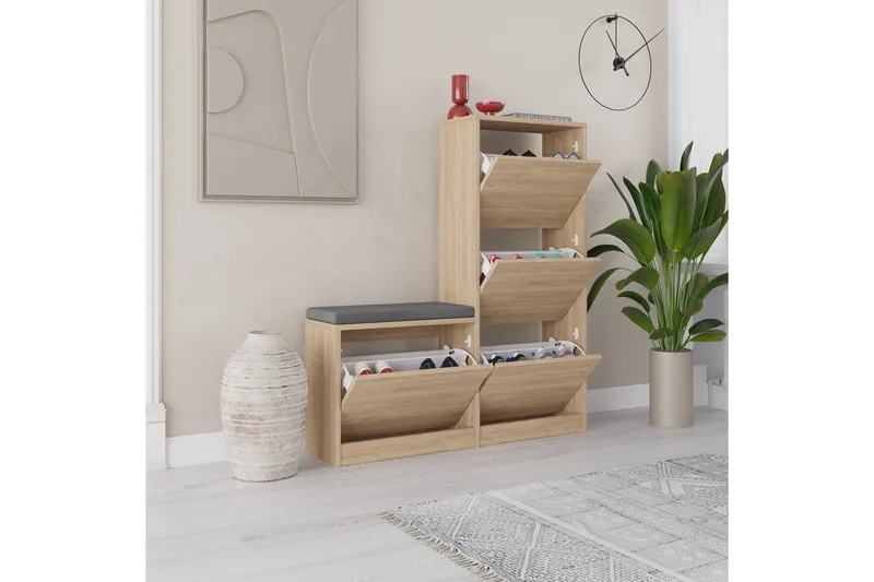 Dude Skoskab 105 cm - Oak - Opbevaring - Skoopbevaring