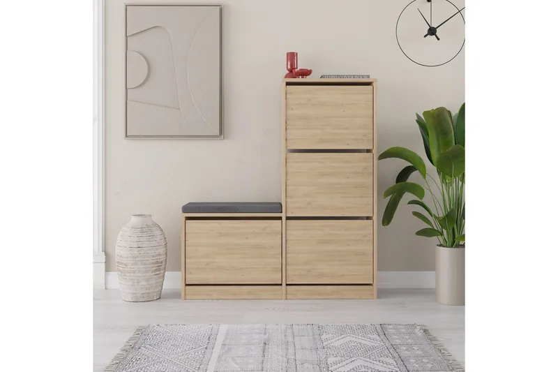 Dude Skoskab 105 cm - Oak - Opbevaring - Skoopbevaring