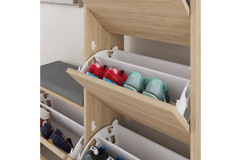 Dude Skoskab 105 cm - Oak - Opbevaring - Skoopbevaring