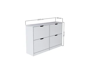 Durusu Skoskab 120,5 cm - Mat hvid - Opbevaring - Skoopbevaring