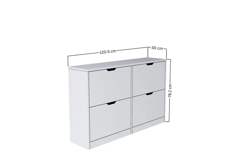 Durusu Skoskab 120,5 cm - Mat hvid - Opbevaring - Skoopbevaring