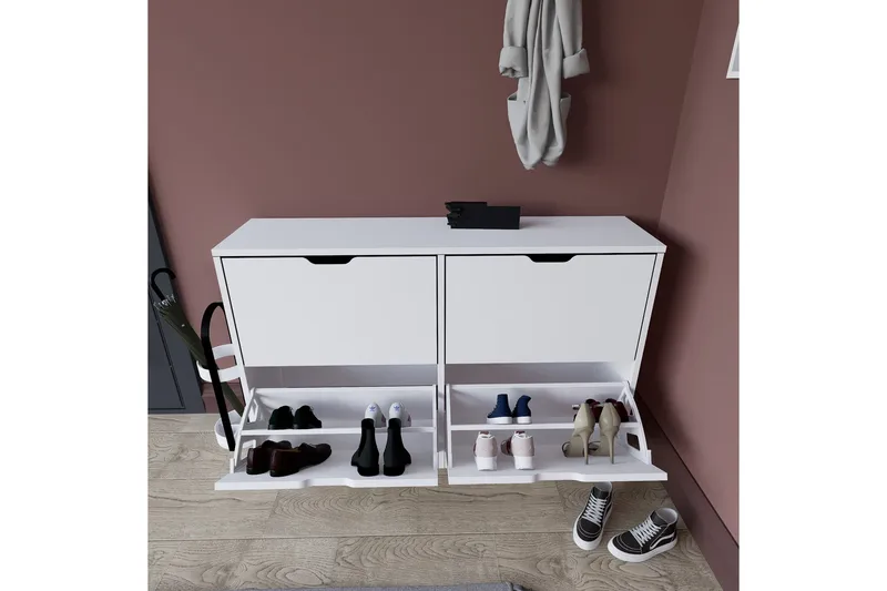 Durusu Skoskab 120,5 cm - Mat hvid - Opbevaring - Skoopbevaring