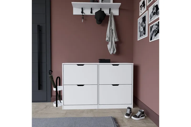 Durusu Skoskab 120,5 cm - Mat hvid - Opbevaring - Skoopbevaring