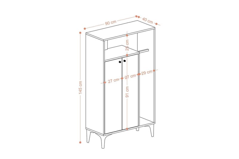 Gedalia Skoskab 90 cm - Hvid - Opbevaring - Skoopbevaring - Skoskab