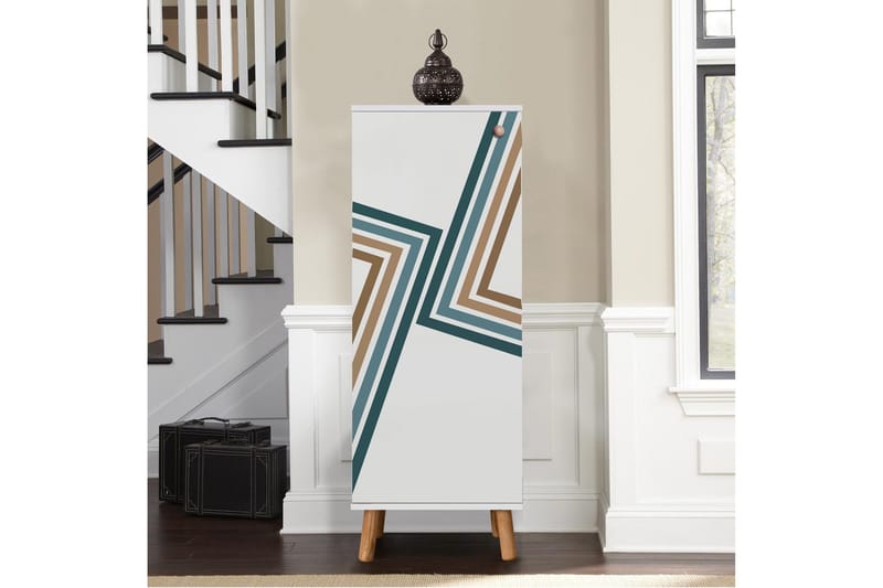 Gelsgan Skoskab 50 cm - Hvid/Blå - Opbevaring - Skoopbevaring - Skoskab