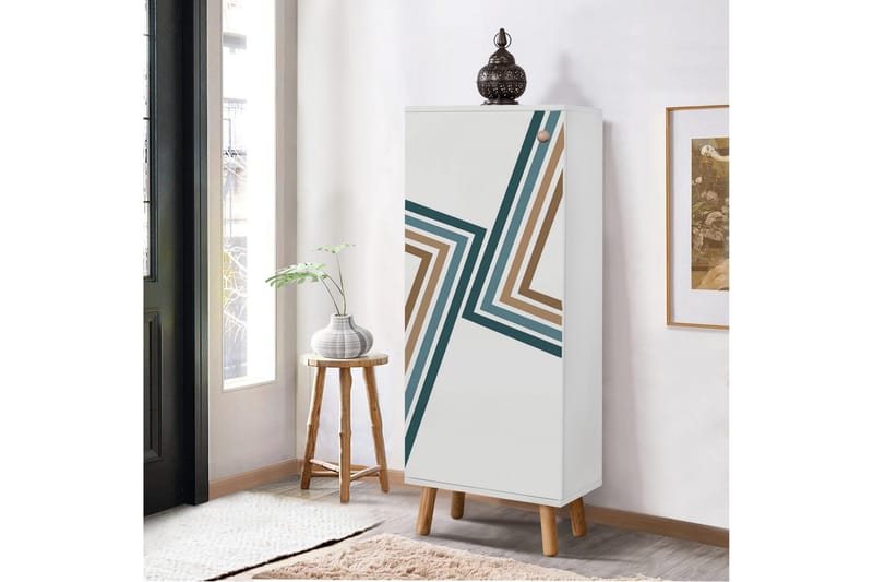 Gelsgan Skoskab 50 cm - Hvid/Blå - Opbevaring - Skoopbevaring - Skoskab