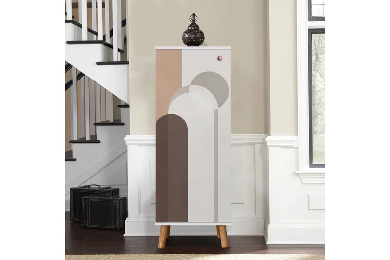 Gelsgan Skoskab 50 cm - Hvid/Brun - Opbevaring - Skoopbevaring - Skoskab