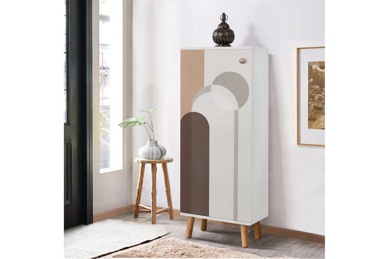 Gelsgan Skoskab 50 cm, Hvid/Brun